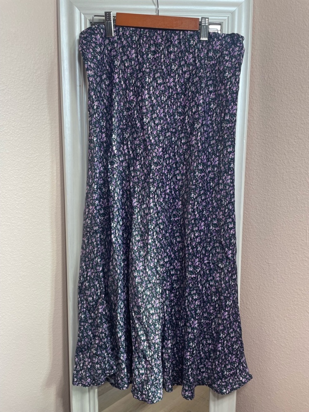 Gallery Floral Midi Skirt Womens Size 10 Black Purple A-Line Boho